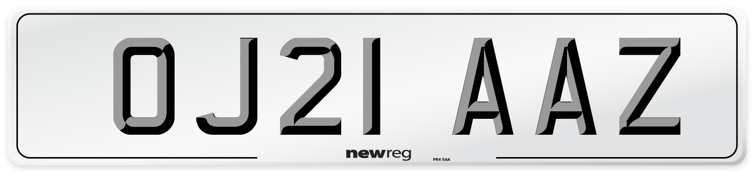 OJ21 AAZ Number Plate from New Reg